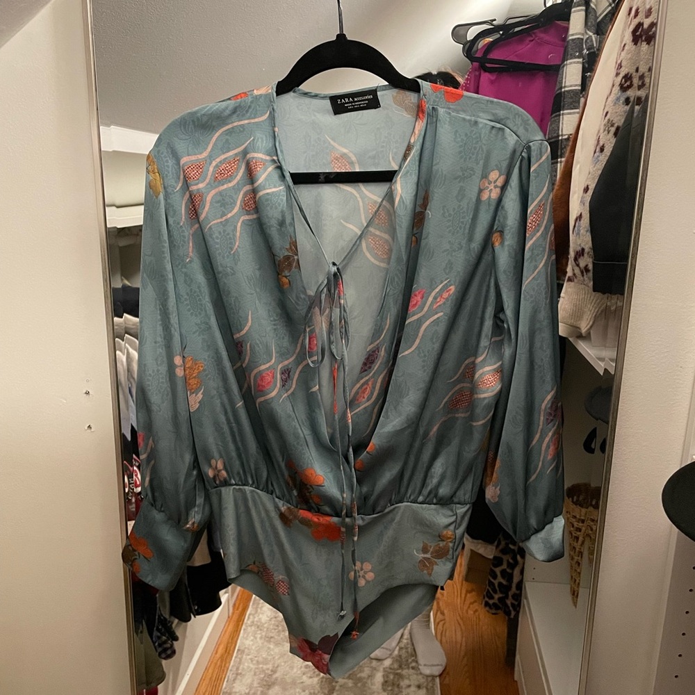 Zara Silky Bodysuit Blouse